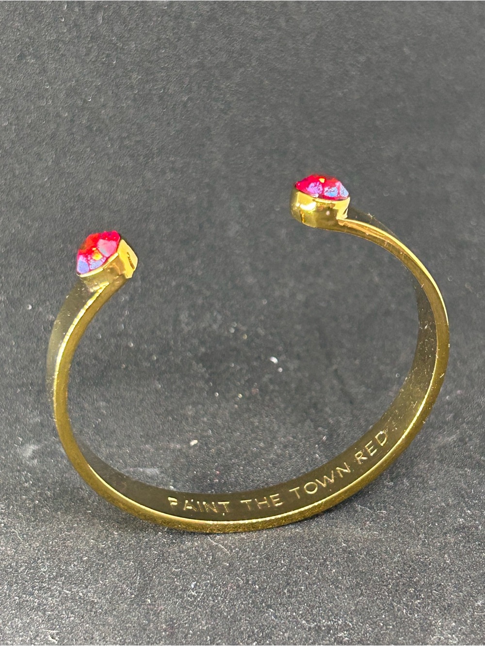 kate spade Paint the Town Red Idiom Cuff gold-plated Bracelet w/gems